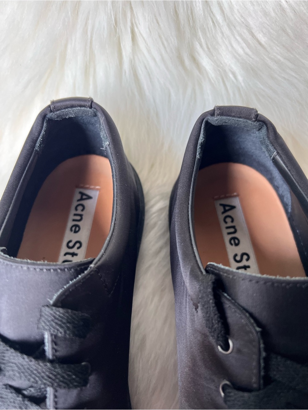 Acne Studios Mens Low Top Sneakers Sz 44 US Size 11 Satin Lace Up Casual Italy - Picture 4 of 15